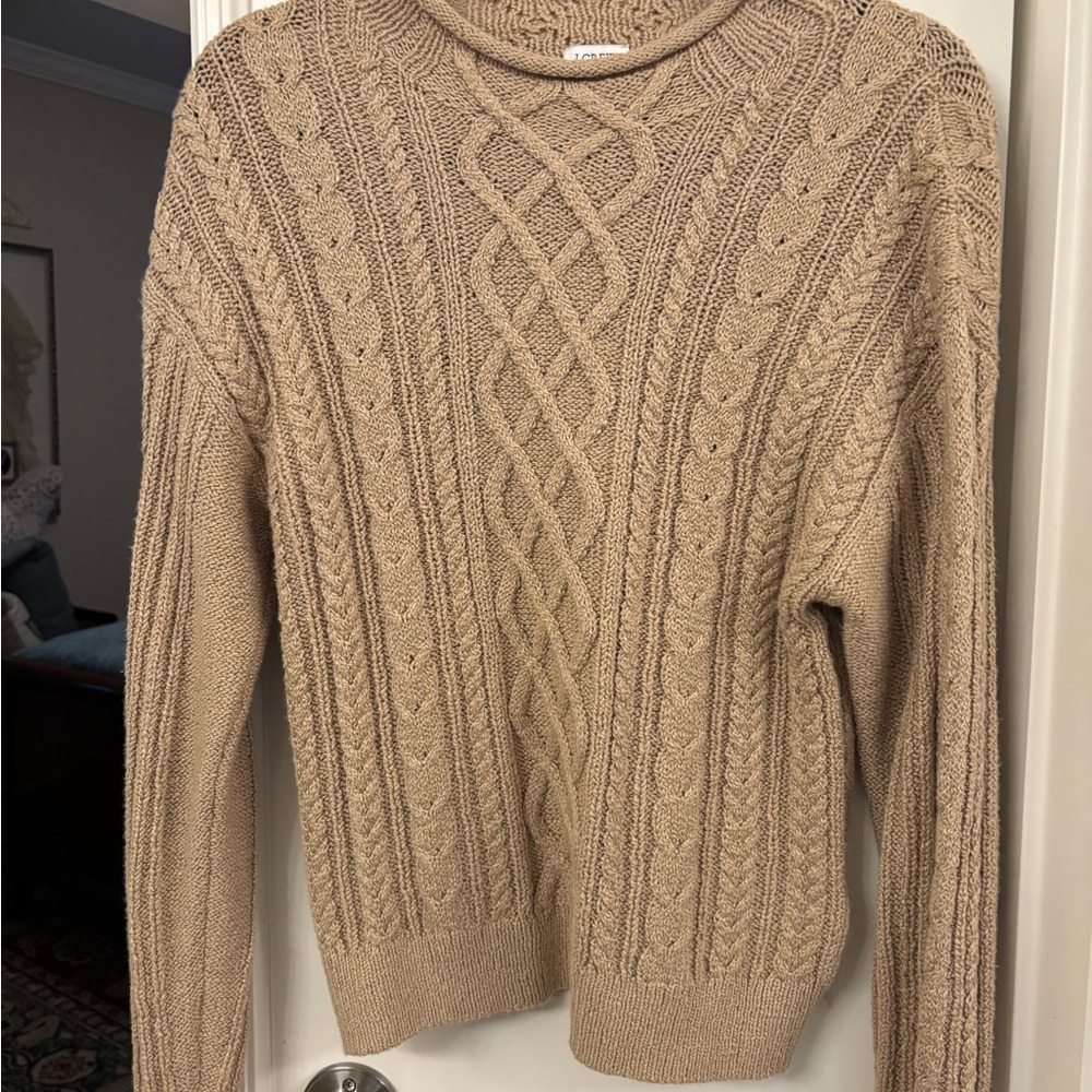 J. Crew Cable Knit Sweater in Beige